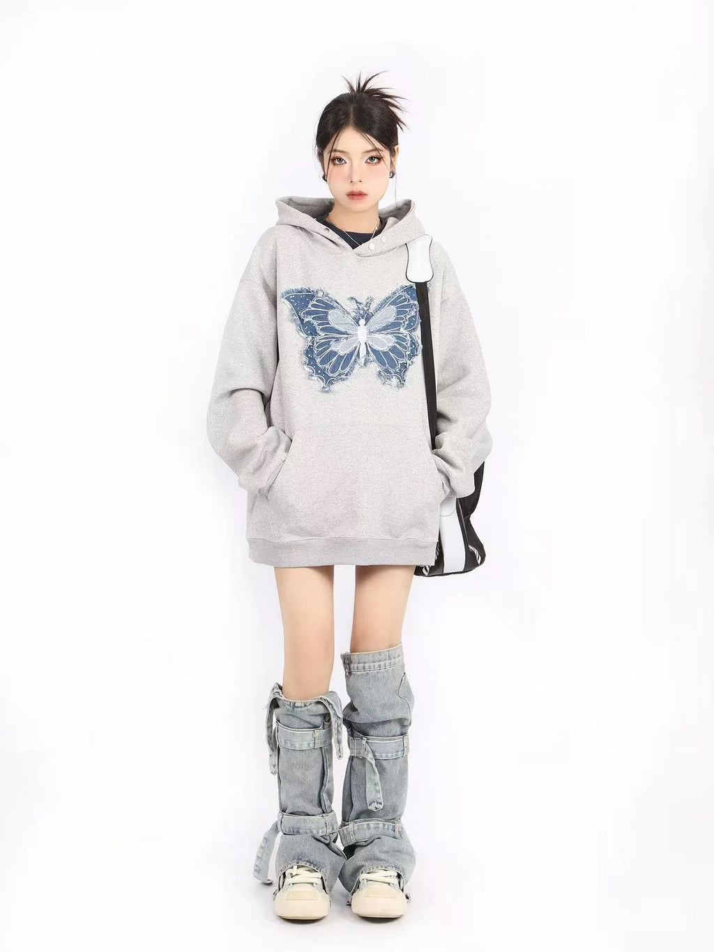 Embroidered Butterfly Heavyweight Hoodie   OL2188