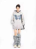 Embroidered Butterfly Heavyweight Hoodie   OL2188