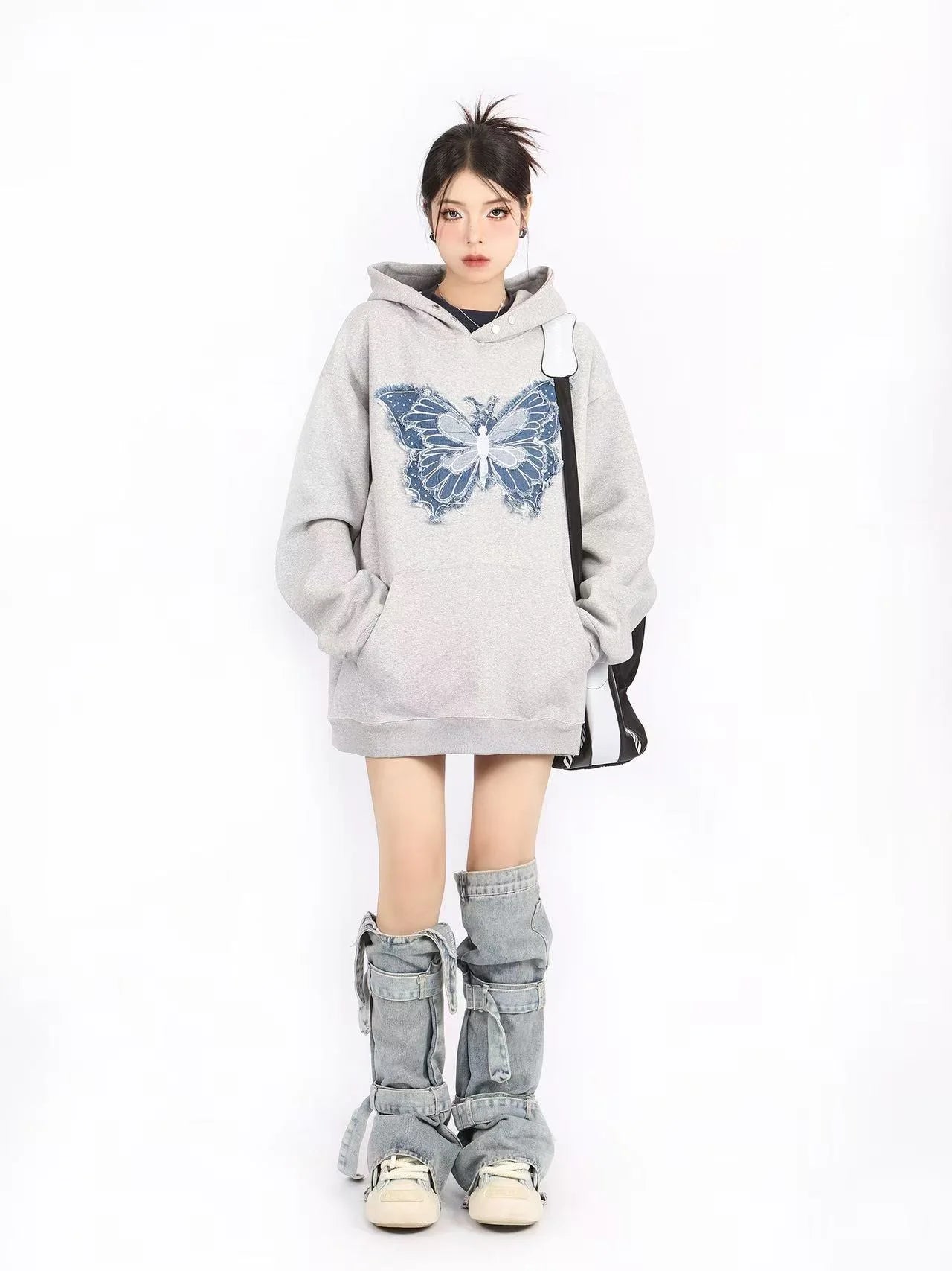 Embroidered Butterfly Heavyweight Hoodie   OL2188