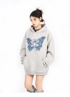 Embroidered Butterfly Heavyweight Hoodie   OL2188