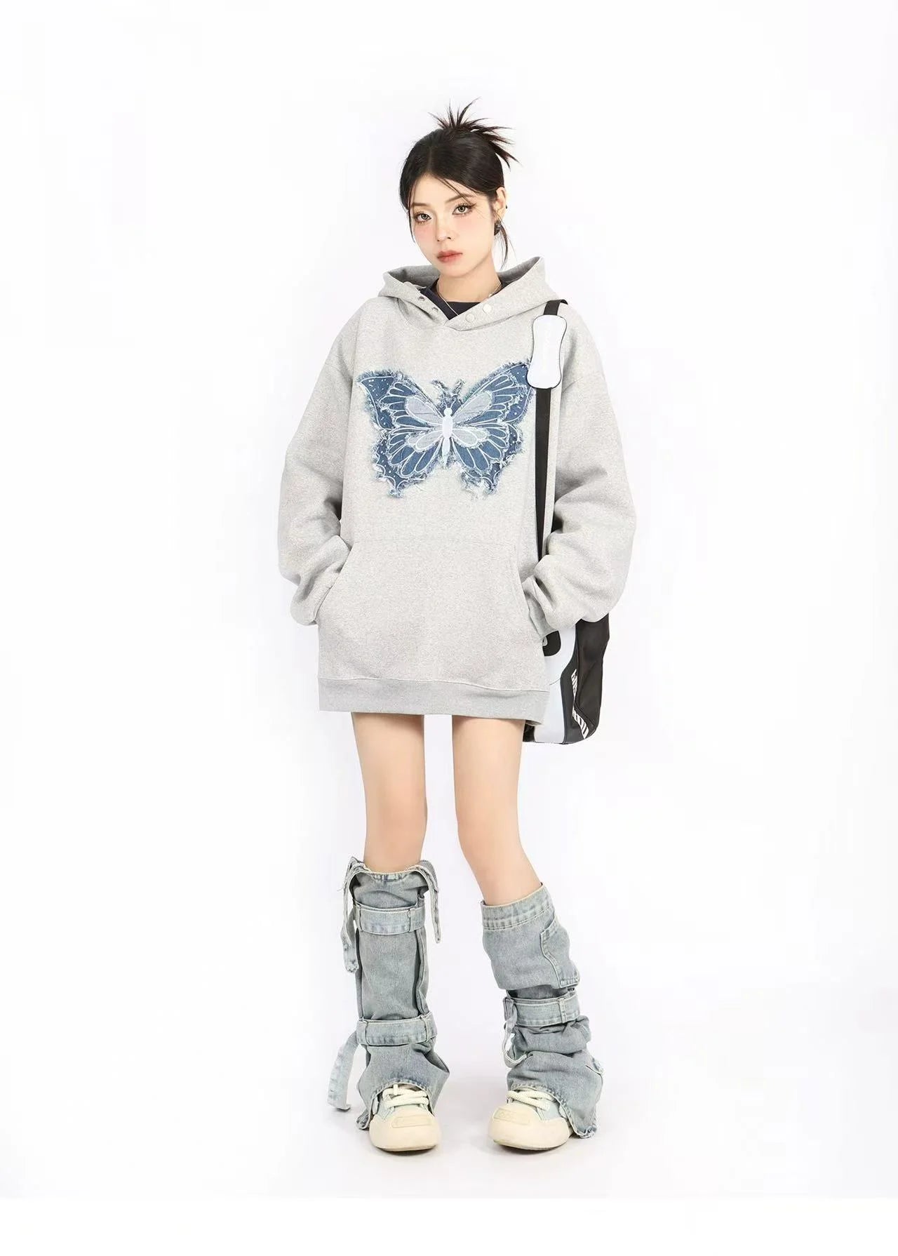 Embroidered Butterfly Heavyweight Hoodie   OL2188