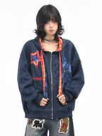 Plaid Patchwork Tie Hoodie   OL2190