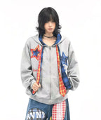 Plaid Patchwork Tie Hoodie   oliviroa オリヴィオラ
