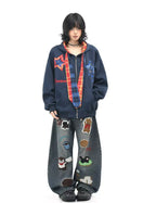 Plaid Patchwork Tie Hoodie   OL2190