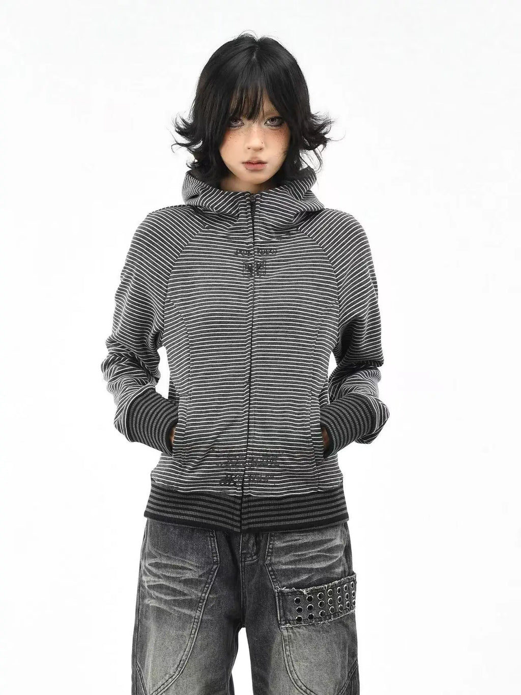 Striped Slim Fit Zip Hoodie   OL2193