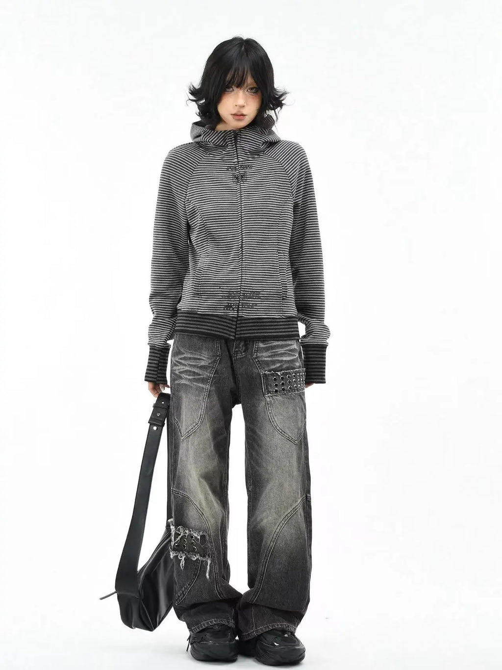 Striped Slim Fit Zip Hoodie   OL2193