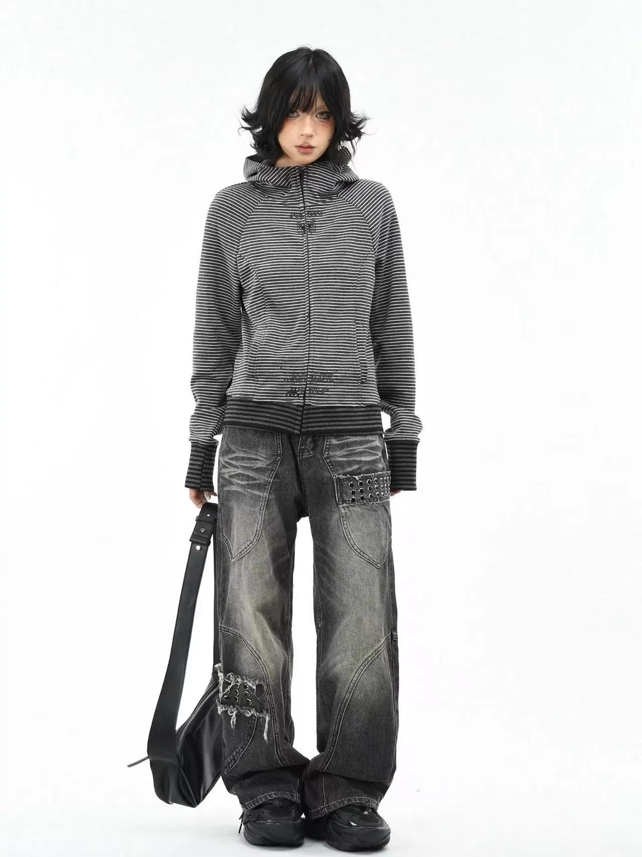 Striped Slim Fit Zip Hoodie   OL2193