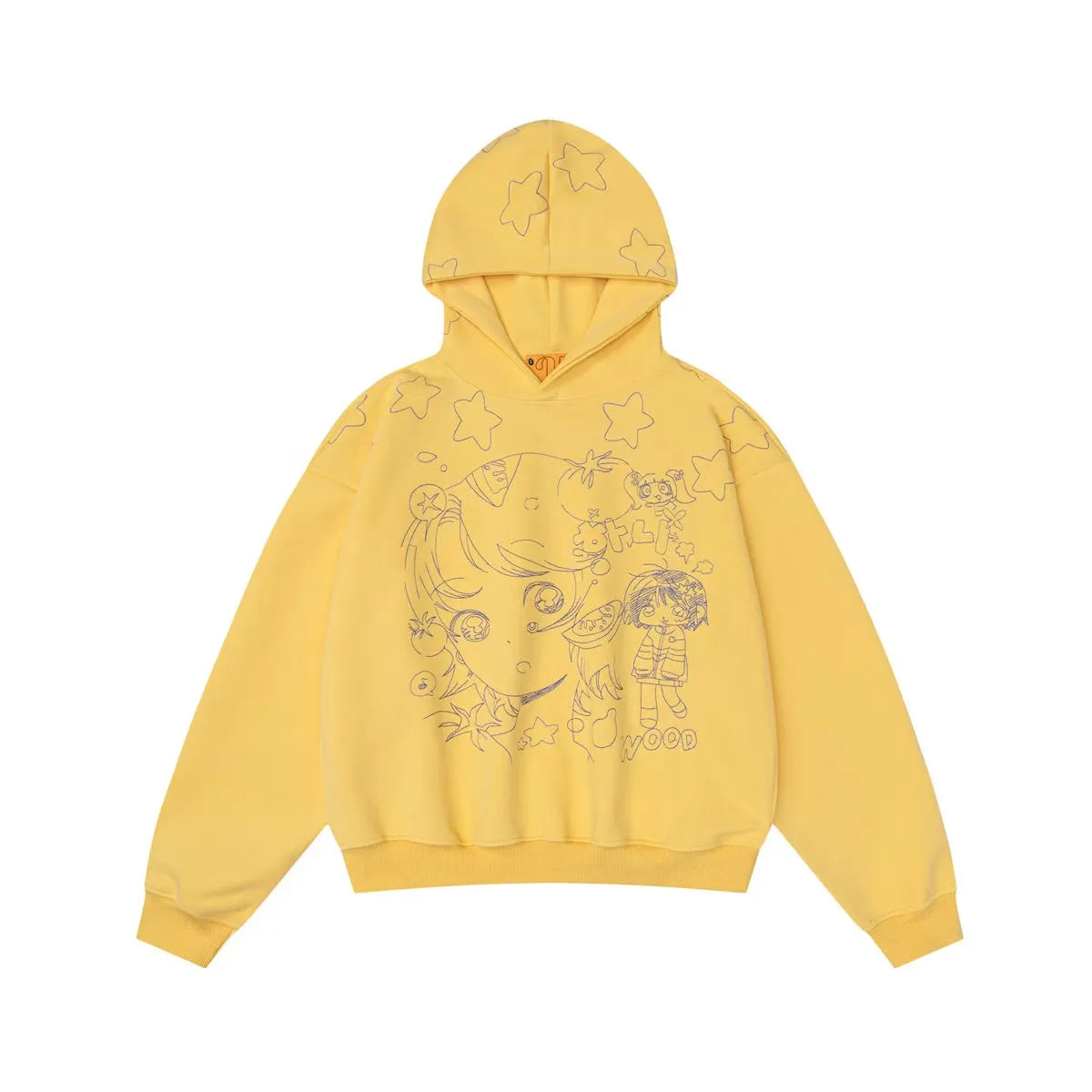 Vintage Star Embroidered Cropped Oversized Hoodie   OL2197