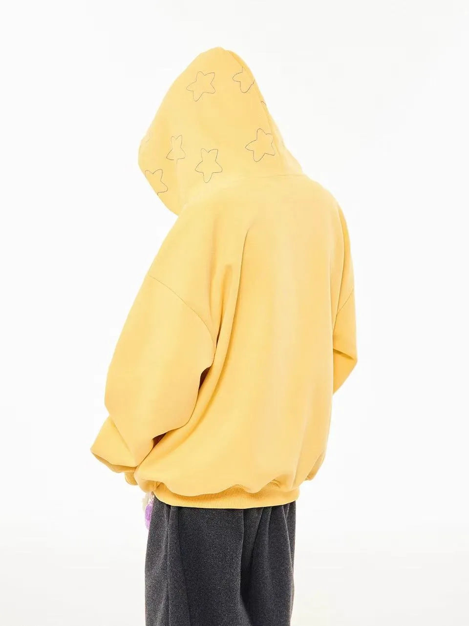 Vintage Star Embroidered Cropped Oversized Hoodie   OL2197