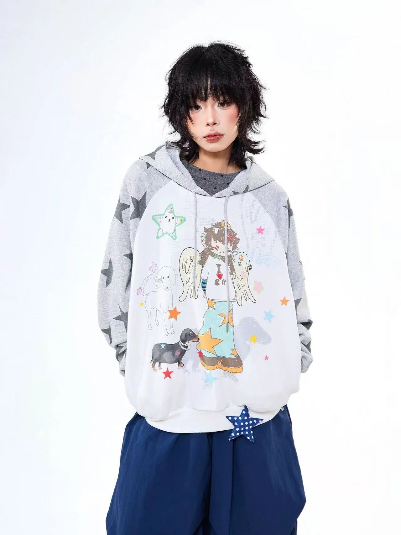 Vintage Angel Graphic Oversized Hoodie   oliviroa オリヴィオラ