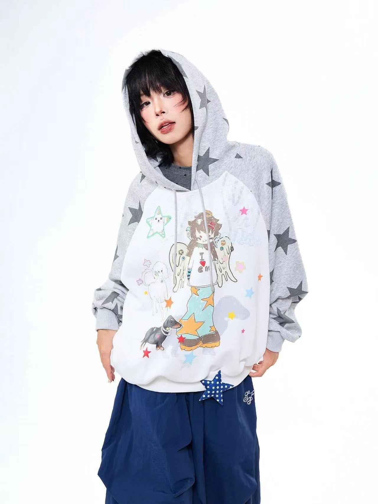 Vintage Angel Graphic Oversized Hoodie   OL2198