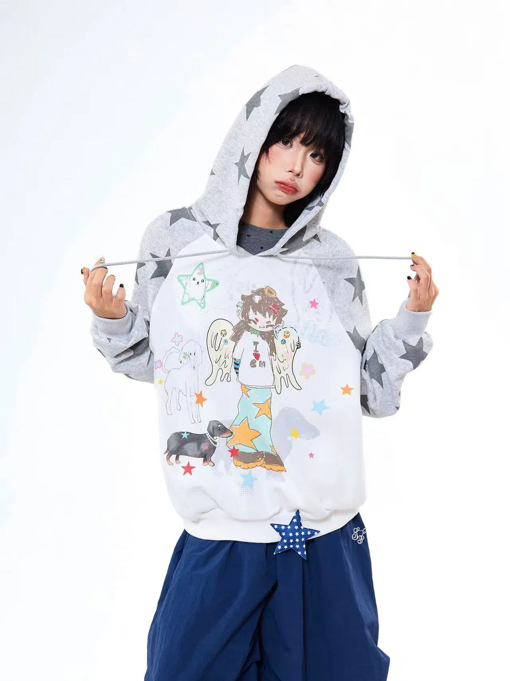 Vintage Angel Graphic Oversized Hoodie   OL2198