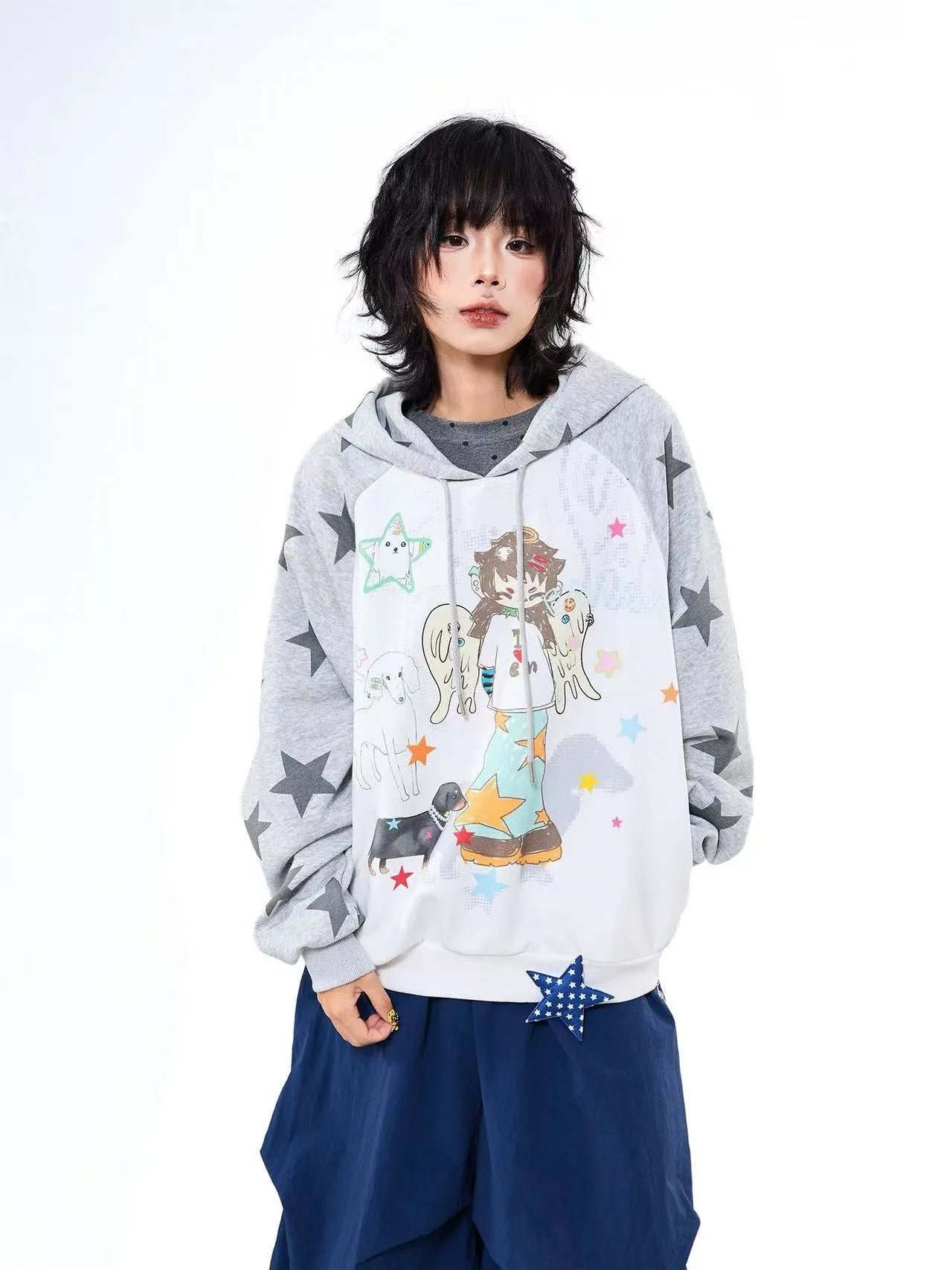 Vintage Angel Graphic Oversized Hoodie   OL2198