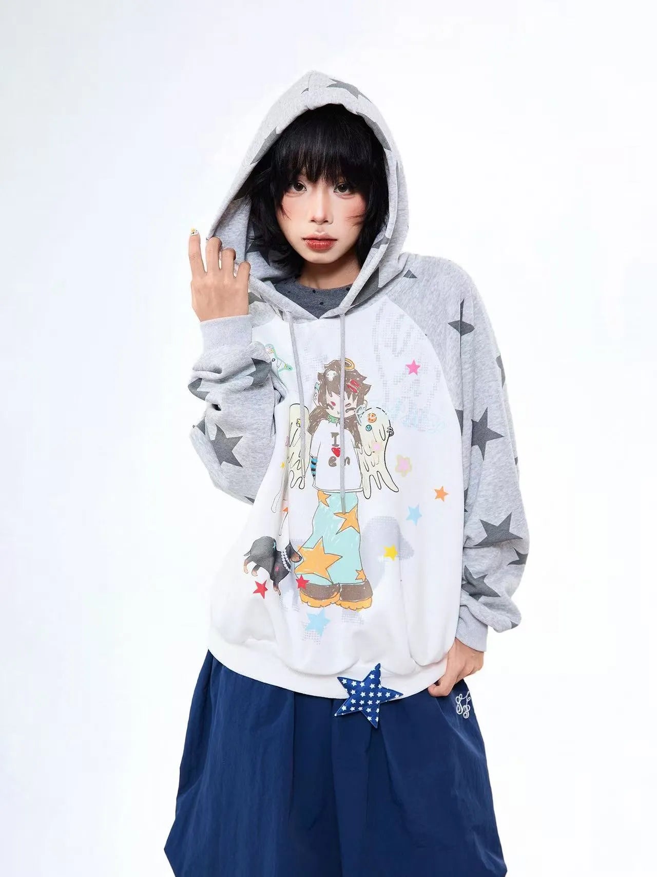 Vintage Angel Graphic Oversized Hoodie   OL2198