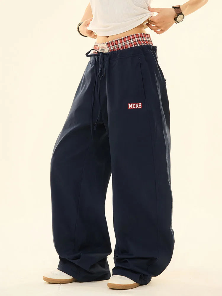 Vintage Double Waist Straight Wide Leg Pants   OL2200