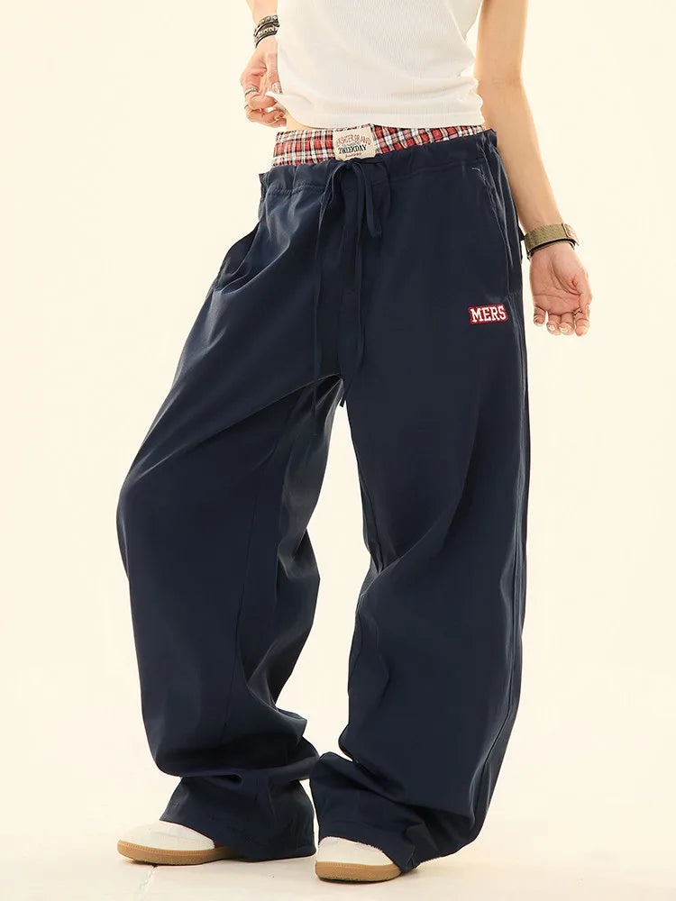 Vintage Double Waist Straight Wide Leg Pants   oliviroa オリヴィオラ