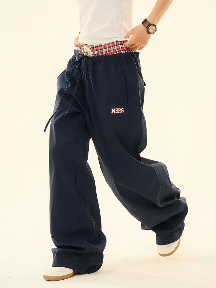 Vintage Double Waist Straight Wide Leg Pants   OL2200