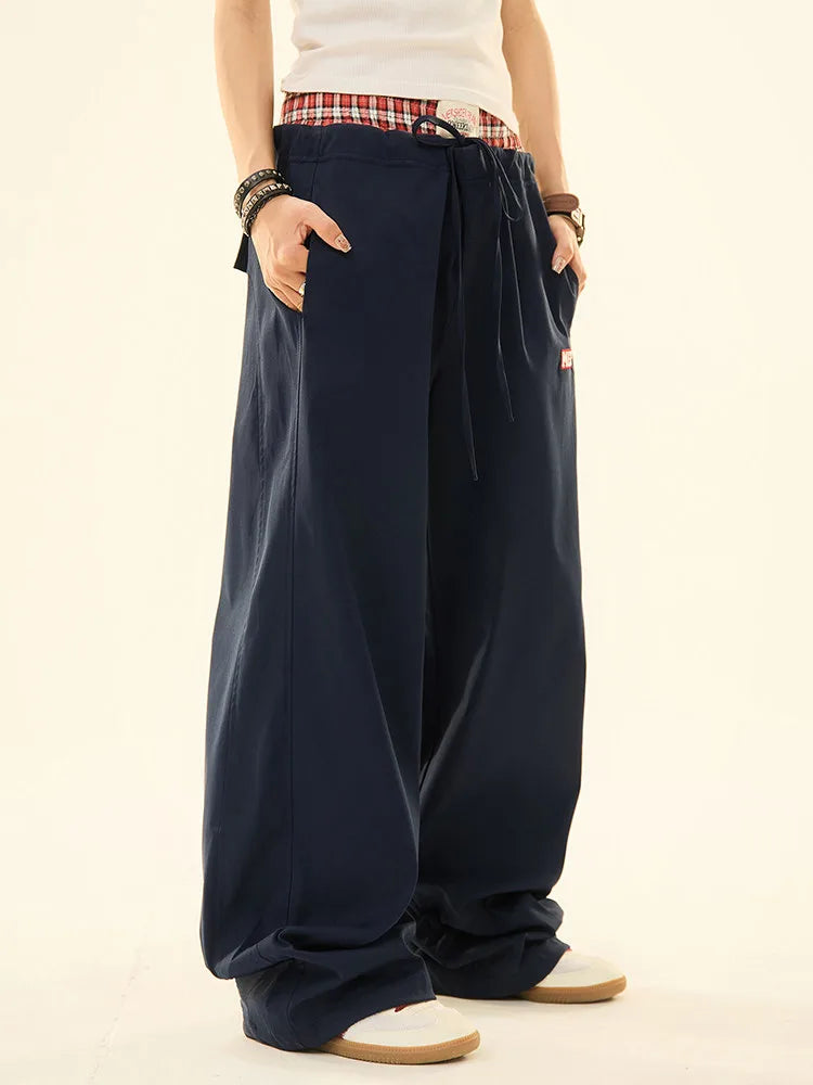 Vintage Double Waist Straight Wide Leg Pants   OL2200