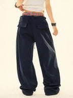 Vintage Double Waist Straight Wide Leg Pants OL2200