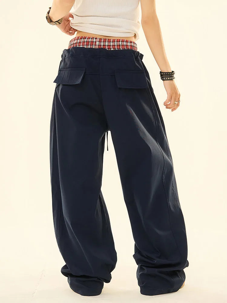 Vintage Double Waist Straight Wide Leg Pants   OL2200