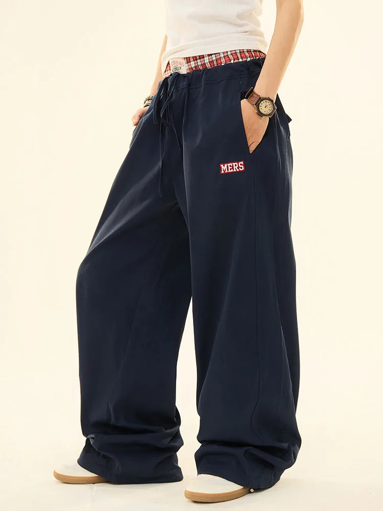 Vintage Double Waist Straight Wide Leg Pants   OL2200