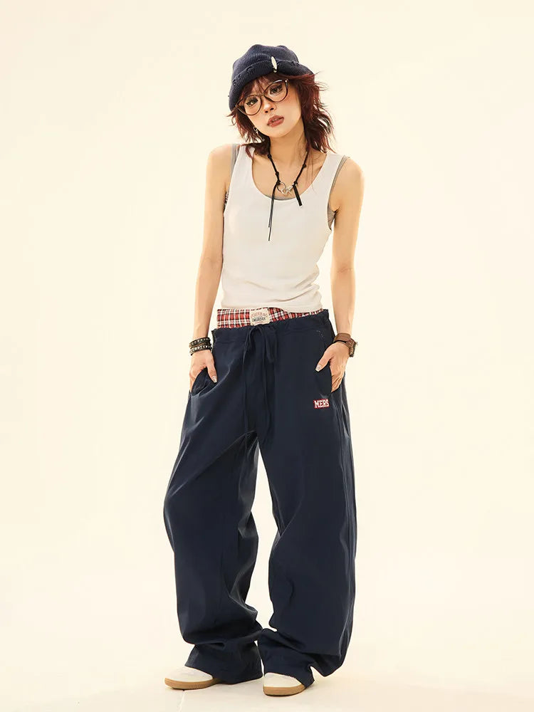 Vintage Double Waist Straight Wide Leg Pants   OL2200