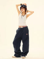 Vintage Double Waist Straight Wide Leg Pants OL2200