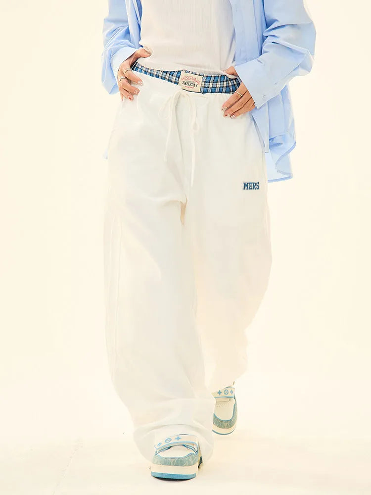 Vintage Double Waist Straight Wide Leg Pants   OL2200