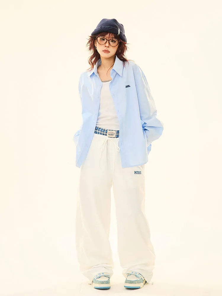 Vintage Double Waist Straight Wide Leg Pants   OL2200