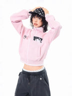 Embroidered Stand Collar Cropped Zip Jacket OL2202