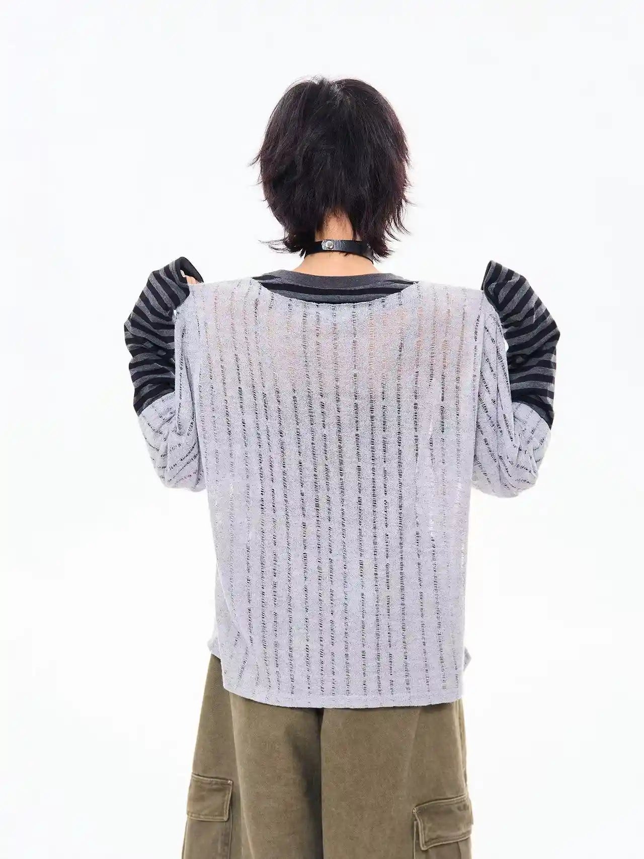 Vintage Layered Style Oversized Long Sleeve Tee   OL2203