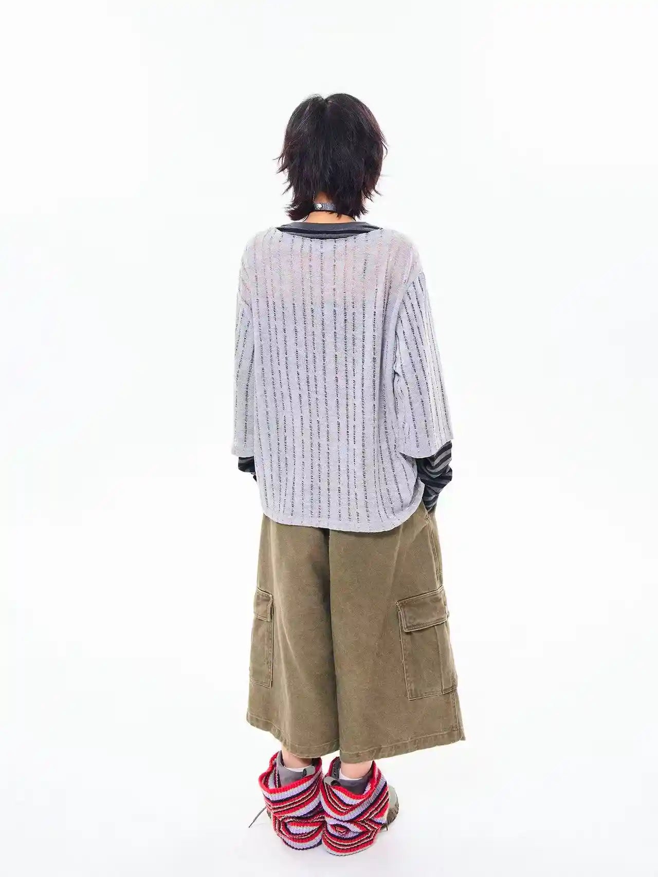 Vintage Layered Style Oversized Long Sleeve Tee   OL2203