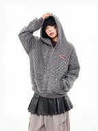 Vintage Stripe Oversized Zip Hoodie   OL2204