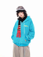 Vintage Stripe Oversized Zip Hoodie   OL2204