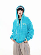 Vintage Stripe Oversized Zip Hoodie   OL2204