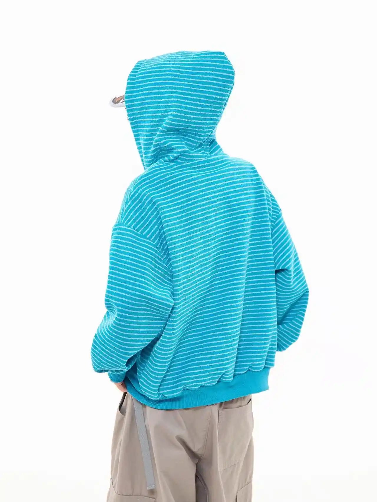 Vintage Stripe Oversized Zip Hoodie   OL2204