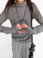 Star Fragment Print High Neck Layered Long Sleeve Top OL2206