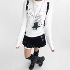 Star Fragment Print High Neck Layered Long Sleeve Top OL2206