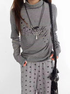 Star Fragment Print High Neck Layered Long Sleeve Top OL2206