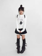 Star Fragment Print High Neck Layered Long Sleeve Top OL2206