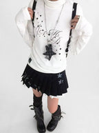 Star Fragment Print High Neck Layered Long Sleeve Top OL2206