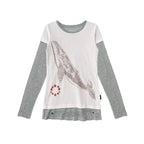 Whale Embroidery Layered Contrast Long Sleeve Tee OL2207