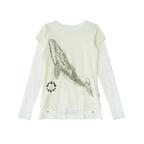 Whale Embroidery Layered Contrast Long Sleeve Tee OL2207