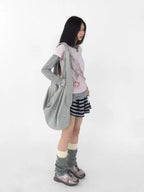 Whale Embroidery Layered Contrast Long Sleeve Tee OL2207