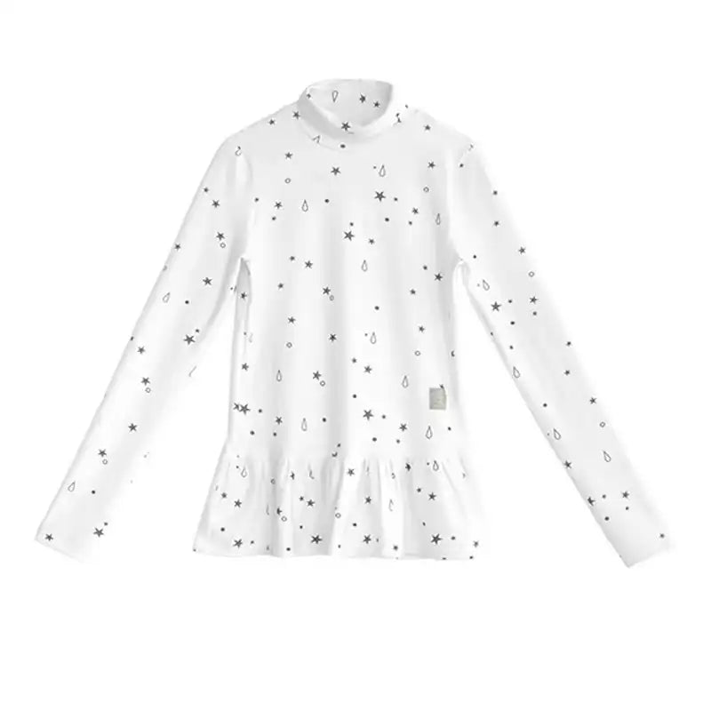 Tears Star Stripe Ruffle High Neck Stretch Top OL2208