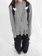 Tears Star Stripe Ruffle High Neck Stretch Top OL2208