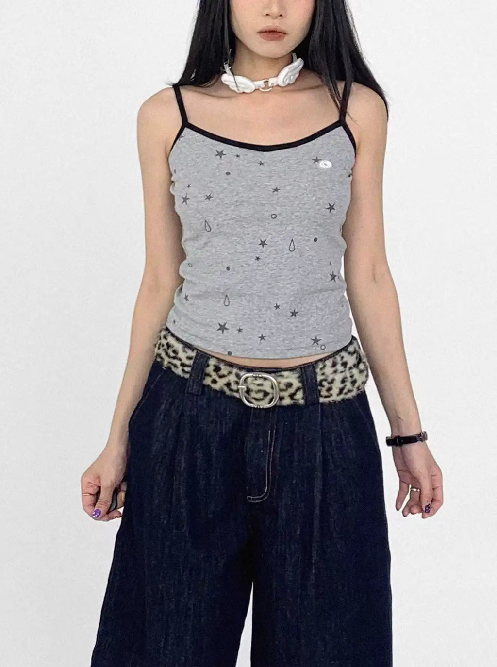 Tears Star All Over Print Slim Fit Camisole OL2209