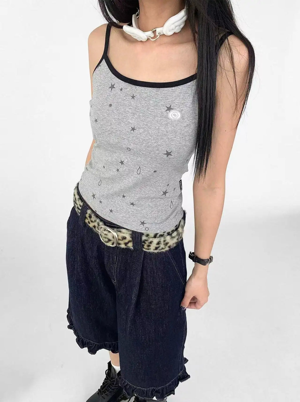 Tears Star All Over Print Slim Fit Camisole OL2209