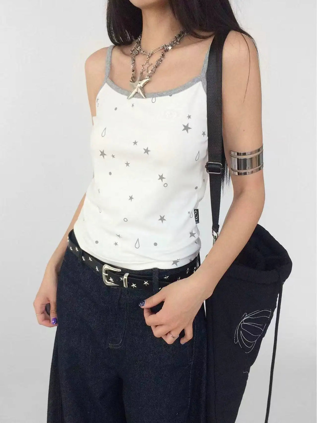 Tears Star All Over Print Slim Fit Camisole   oliviroa オリヴィオラ