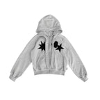 Geometric Patch Tie Hooded Cropped Top OL2211